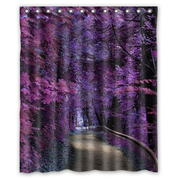 Libin Autumn Purple Trees Shower Curtain Polyester Fabric Bathroom Decorative Curtain Size 60x72 Inches