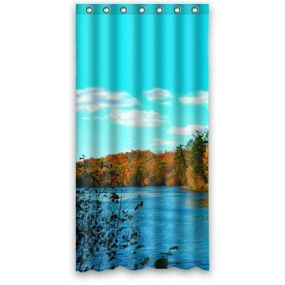 Libin Autumn River Shower Curtain Polyester Fabric Bathroom Decorative Curtain Size 36x72 Inches