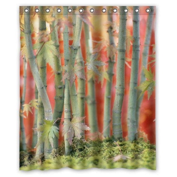 Libin Bamboo Stone Butterfly Scenery Shower Curtain Polyester Fabric Bathroom Decorative Curtain Size 60x72 Inches