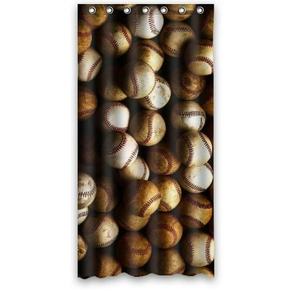 Libin Baseball Picture Shower Curtain Polyester Fabric Bathroom Decorative Curtain Size 36x72 Inches