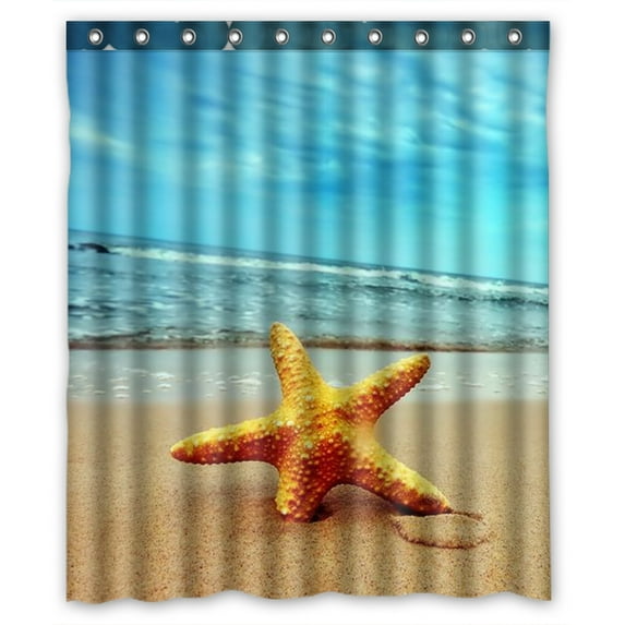 Libin Beach Theme Waterproof Shower Curtain Bathroom Decor Sets with Hooks 66x72 Inches
