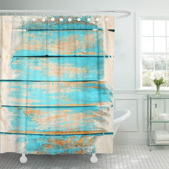 Libin Beach Top View of Sand on Old Wood Plank Shower Curtain 60x72 inch