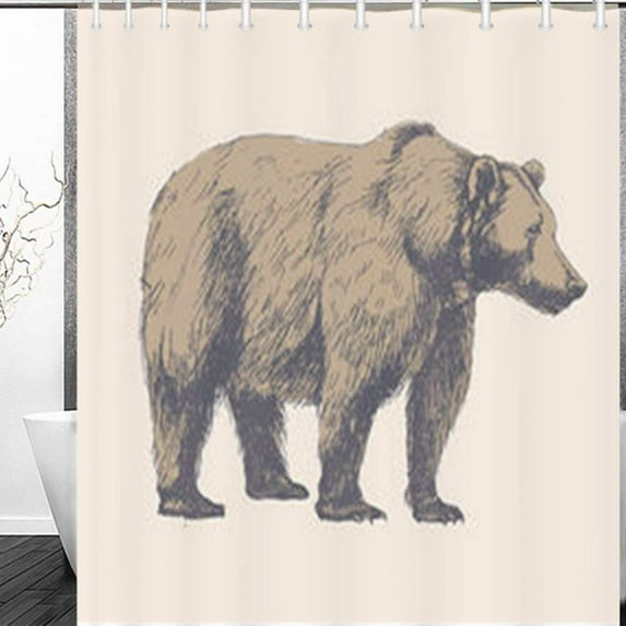 Libin Bear Hand Drawn Can Animals Wildlife Nature Sketch Shower Curtain 60x72 Inches