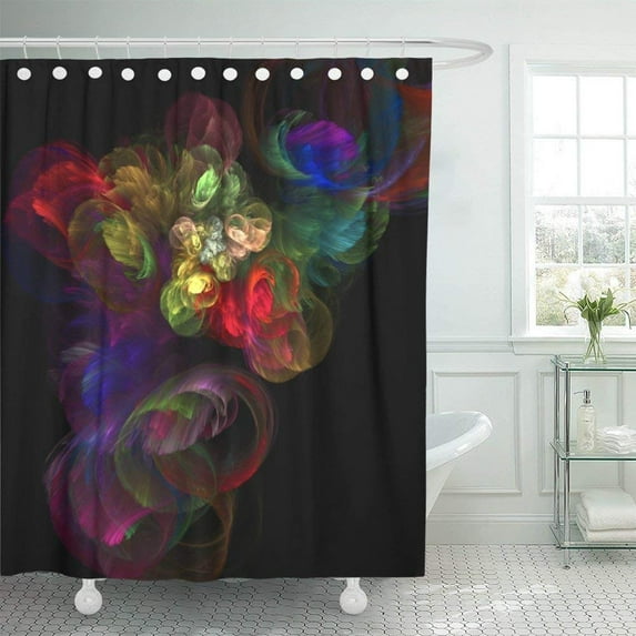 Libin Beautiful Abstract Colorful Flowers Cloud Color Creative Digital Effect Fantasy Floral Shower Curtain 60x72 inch