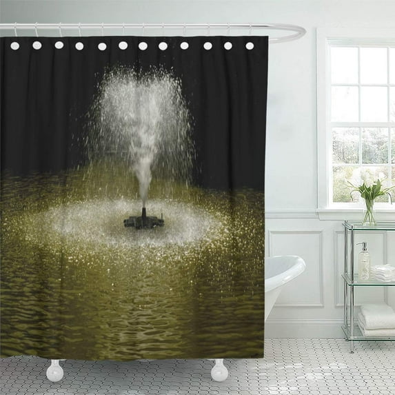 Libin Beautiful Black Water Urban Fountain White Abstract Beauty Bubble Shower Curtain 60x72 inch
