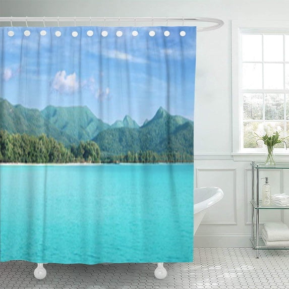Libin Beautiful Tropical Thailand Island Panoramic with Beach White Sea and Coconut Palms Polyester Shower Curtain Bathroom Decor 66x72 inches