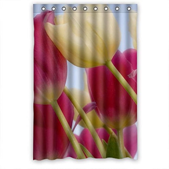 Libin Beauty-Flower Shower Curtain Polyester Fabric Bathroom Decorative Curtain Size 48x72 Inches