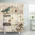thumbnail image 1 of Libin Beige Parisian Botanical Birdcage Modern Vintage French Teal Girly Shower Curtain 60x72 inch, 1 of 3