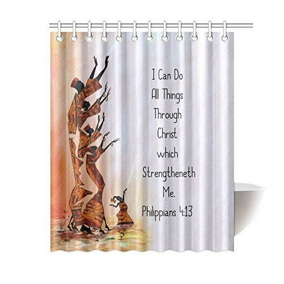 Libin Bible Quotes I Can Do All Things Philippians 4:13 Fabric Shower Curtain Waterproof Fabric Bath Curtain 60x72 inches