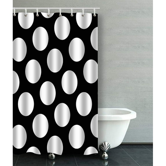 Libin Big Black And White Polka Dot Decorative Bathroom Shower Curtain 48x72 inches