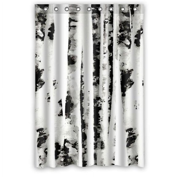 Libin Birch Forest Shower Curtain Polyester Fabric Bathroom Decorative Curtain Size 48x72 Inches