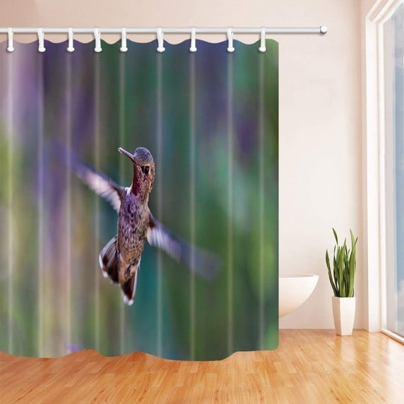 Libin Bird Decor Hummingbird Polyester Fabric Bath Curtain, Bathroom Shower Curtain 66x72 inches