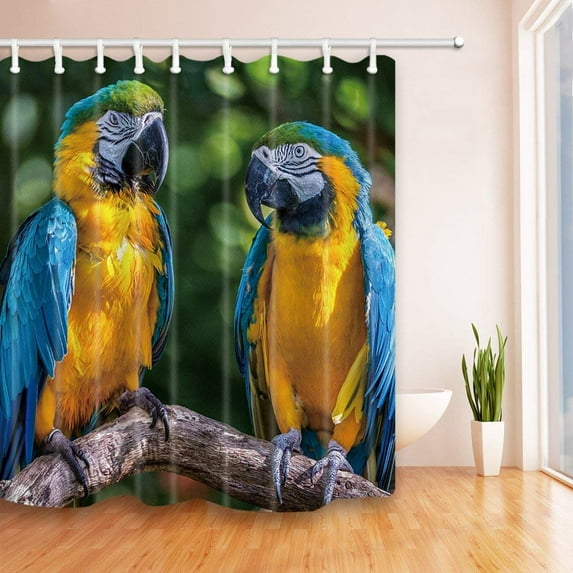 Libin Bird Decor Parrots o Tree Branch Polyester Fabric Bathroom Shower Curtain 66x72 inches