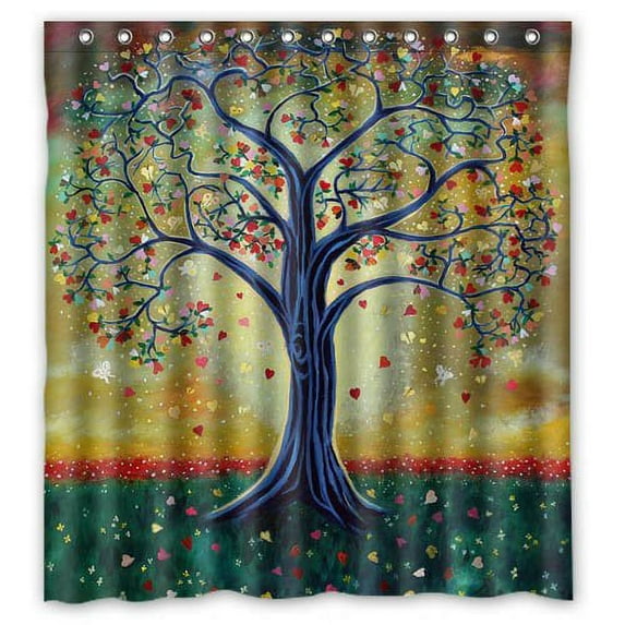 Libin Birds on The Tree Shower Curtain Polyester Fabric Bathroom Decorative Curtain Size 66x72 Inches