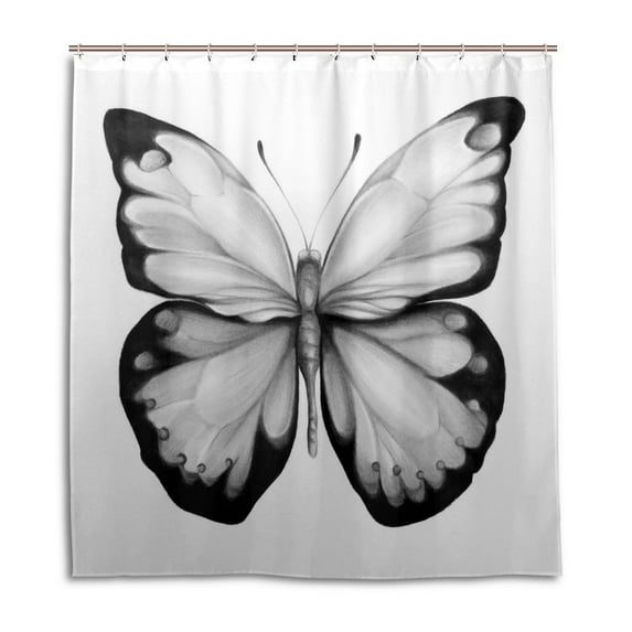 Libin Black And White Butterfly Shower Curtain Waterproof Bathroom Shower Curtain 60x72 inches