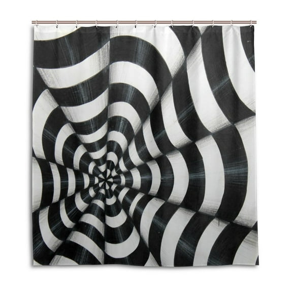 Libin Black And White Stripes Distorted Shower Curtain Waterproof Bathroom Shower Curtain 60x72 inches