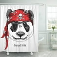 thumbnail image 1 of Libin Black Animal Panda Portrait in Red Pirate's Bandana White Bear Bone Captain Character Cool Cute Shower Curtain 66x72 inch, 1 of 3