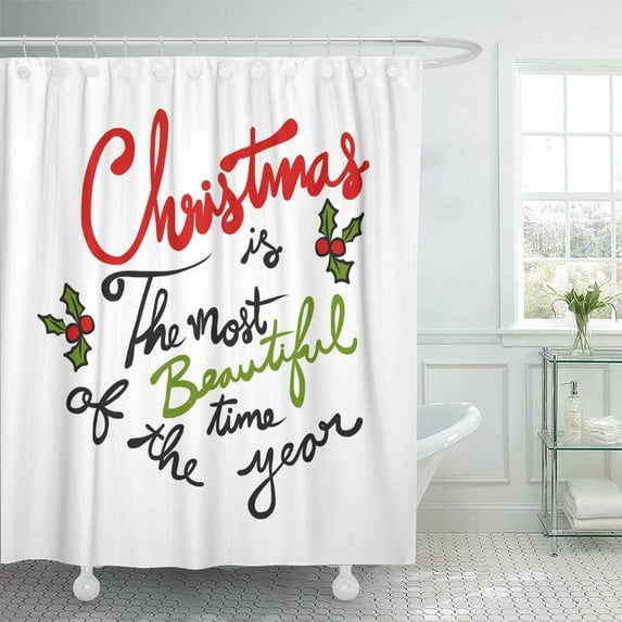 Libin Black Christmas is The Most Beautiful Time of Year Shower Curtain 66x72 inch