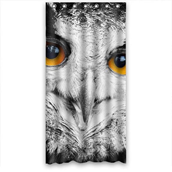 Libin Black Gray Night Owl Eagle Shower Curtain Polyester Fabric Bathroom Decorative Curtain Size 36x72 Inches