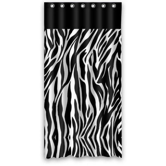 Libin Black Zebra Stripes Lines Shower Curtain Polyester Fabric Bathroom Decorative Curtain Size 36x72 Inches