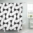 thumbnail image 1 of Libin Black and White Interlacing Wide Lines Abstract Modern Geometric Pattern Shower Curtain 66x72 inch, 1 of 3