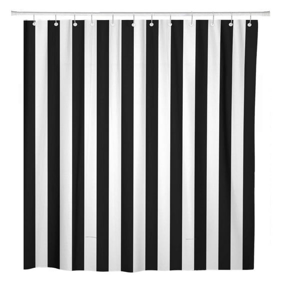 Libin Black and White Stripe Wall Shower Curtain 66x72 inch