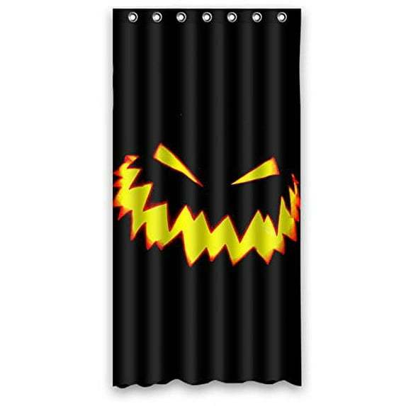 Libin Black with Creepy Pumpkin Face Shower Curtain Polyester Fabric Bathroom Decorative Curtain Size 36x72 Inches