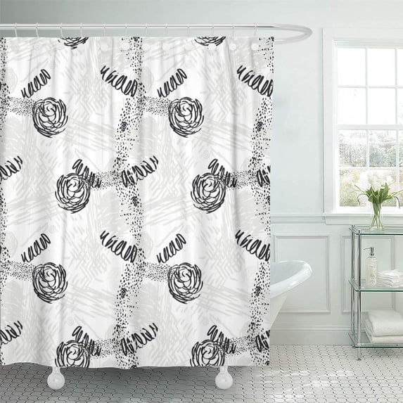 Libin Blot Abstract Flowers Spots and Splashes of Paint Watercolor Shower Curtain 60x72 inch