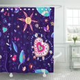 thumbnail image 1 of Libin Blue Abstract Flowers Birds and Butterflies Pattern Fills Gorgeous Shower Curtain 60x72 inch, 1 of 3