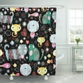 thumbnail image 1 of Libin Blue Baby of Cat Lovers Yellow Fun Line Flowers Sketch Beautiful Bright Cartoon Shower Curtain 60x72 inch, 1 of 3