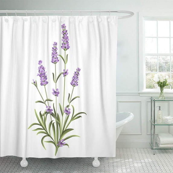 Libin Blue Bunch of Lavender Flowers Purple French Aqua Aroma Shower Curtain 60x72 inch