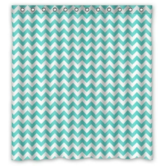 Libin Blue Chevron Zig Zag Shower Curtain Polyester Fabric Bathroom Decorative Curtain Size 66x72 Inches