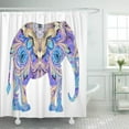 thumbnail image 1 of Libin Blue Colorful Ethnic Marbled Circus Elephant Raster Purple Turquoise Shower Curtain 66x72 inch, 1 of 3