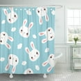 thumbnail image 1 of Libin Blue Cute Bunny Head and Clouds Pattern in Pastel Shower Curtain 60x72 inch, 1 of 3