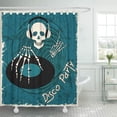 thumbnail image 1 of Libin Blue Dance Music Dj Skull and Vinyl Disc Colorful Shower Curtain 66x72 inch, 1 of 3