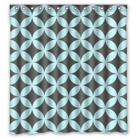 Libin Blue Gray Overlapping Geometric Circles Shower Curtain Polyester Fabric Bathroom Decorative Curtain Size 66x72 Inches