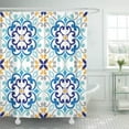 thumbnail image 1 of Libin Blue Mediterranean on Italian Tiles Majolica Pattern Abstract Antique Azulejo Shower Curtain 66x72 inch, 1 of 3