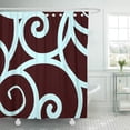 thumbnail image 1 of Libin Blue Patterned Teal and Brown Pattern Black Modern Chocolate Shower Curtain 66x72 inch, 1 of 3