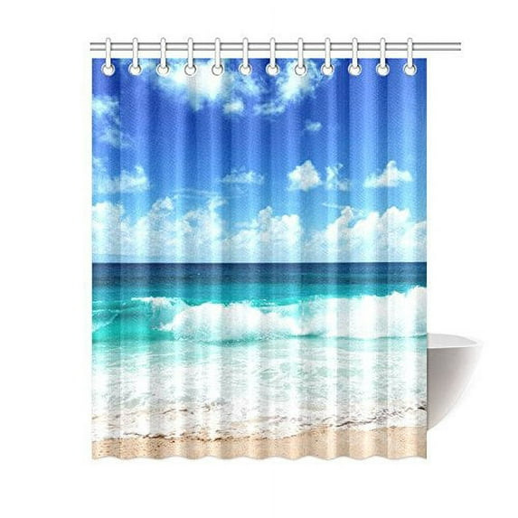 Libin Blue Sea Beach Shower Curtain 60x72 Inches Polyester Fabric Bathroom Sets Home Decor