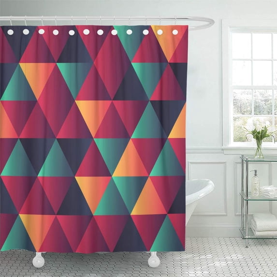 Libin Blue Shape Colored Triangles Abstract Geometric in Modern Colorful Shower Curtain 60x72 inch