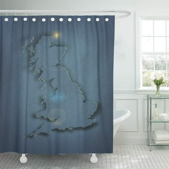 Libin Blue Travel Simple Map of The British Isles Sunset Shower Curtain 60x72 inch