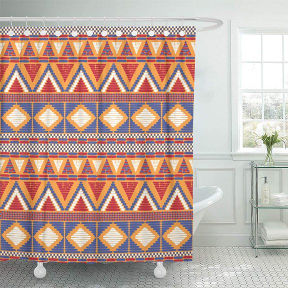 Libin Blue Tribal Pattern American Ethic and Boho Shower Curtain 60x72 inch