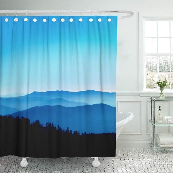 Libin Blue View from Clingmans Dome Great Smoky Mountains National Park Shower Curtain 60x72 inch