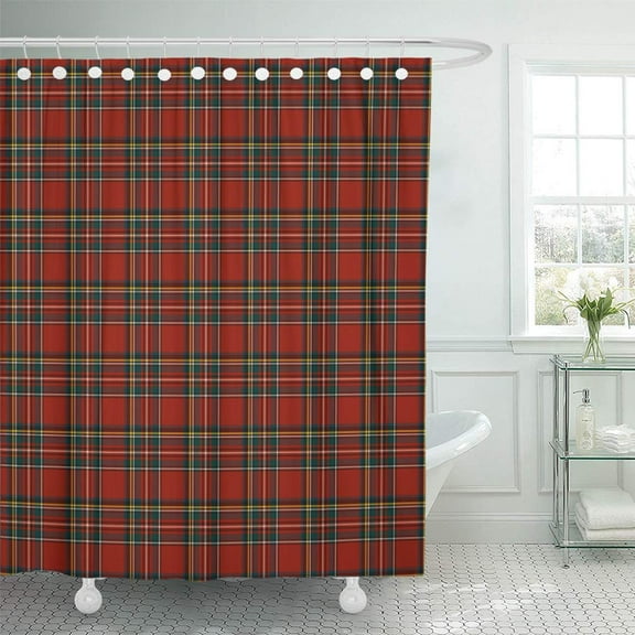 Libin Blue Vintage Royal Stewart Tartan Classic Red Scottish Green Shower Curtain 66x72 inch