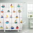 thumbnail image 1 of Libin Boat Seamless Pattern Cute Color Ships Drawing Nautical Sea Shower Curtain 66x72 inch, 1 of 3
