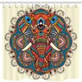 thumbnail image 1 of Libin Boho Elephantsfor Paisley Mandala Elephant with Feather for Animals Polyester Fabric Bathroom Shower Curtain 66x72 inches, 1 of 3
