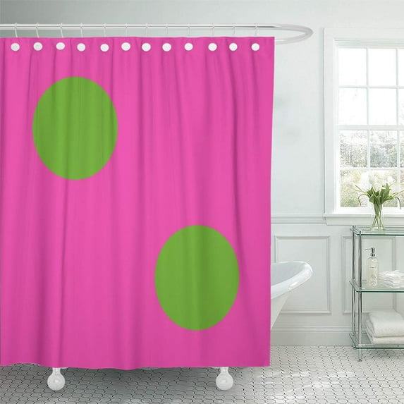 Libin Bright Green Apple Polka Dots on Diva Fun Girly Shower Curtain 66x72 inch