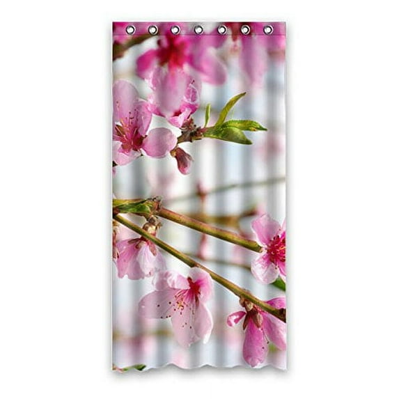 Libin Bright Peach Blossom Shower Curtain Polyester Fabric Bathroom Decorative Curtain Size 36x72 Inches