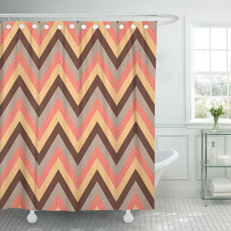 Brown chevron shower curtain sales