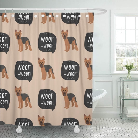 Libin Brown Basset Yorkshire Terrier Dog Colorful Pattern Beautiful Beauty Shower Curtain 66x72 inch